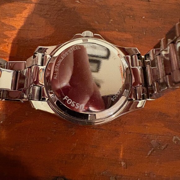 Fossil AM455 Round CZ Ladies Steel Watch - Picture 3 of 5